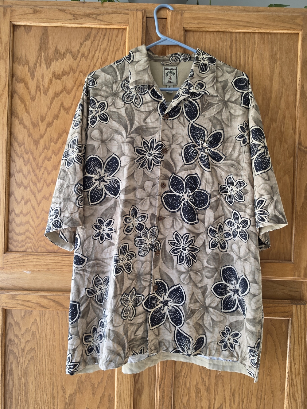 Montego Mon Men's Tropical Print Shirt 100% Silk